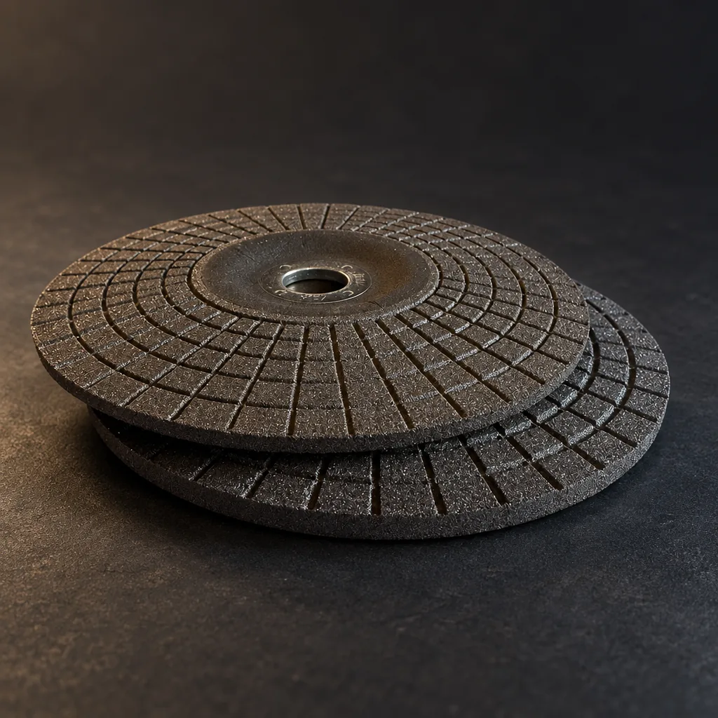 Two Simaflex semi-flexible discs, 180x4x22 and 180x7x22, stacked edge-on, thicknesses compared